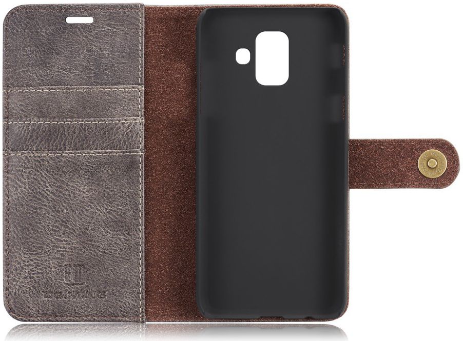 Samsung Galaxy A6 Leren 2-in-1 Bookcase en Back Cover Hoesje Grijs afbeelding 11