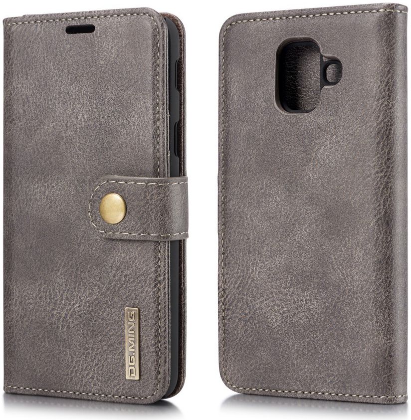 Samsung Galaxy A6 Leren 2-in-1 Bookcase en Back Cover Hoesje Grijs afbeelding 12