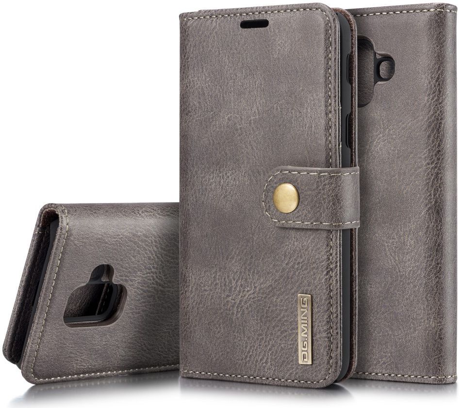 Samsung Galaxy A6 Leren 2-in-1 Bookcase en Back Cover Hoesje Grijs afbeelding 2