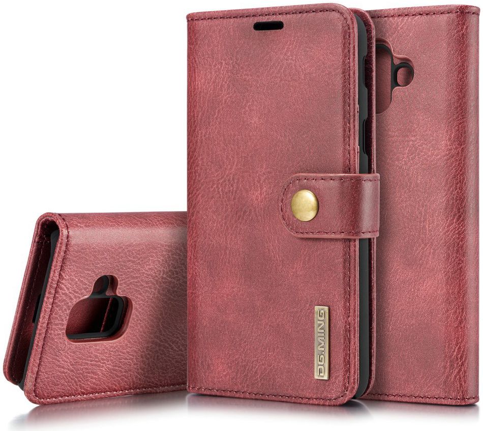 Samsung Galaxy A6 Leren 2-in-1 Bookcase en Back Cover Hoesje Rood afbeelding 2