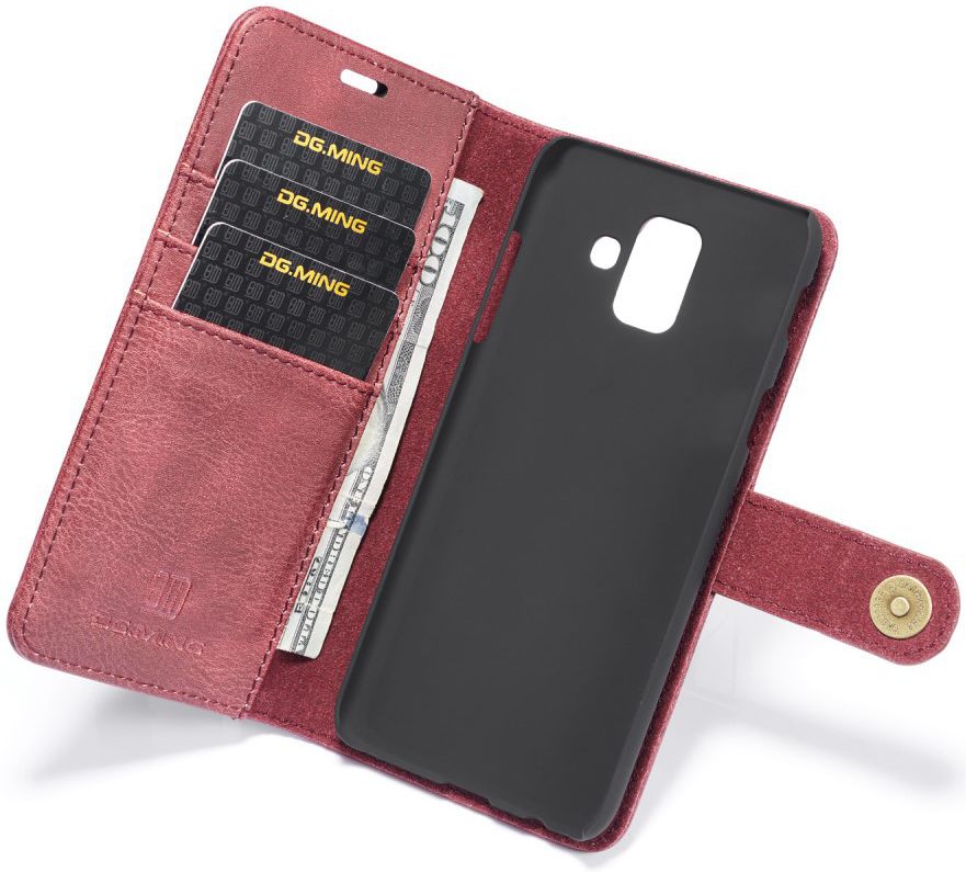 Samsung Galaxy A6 Leren 2-in-1 Bookcase en Back Cover Hoesje Rood afbeelding 4