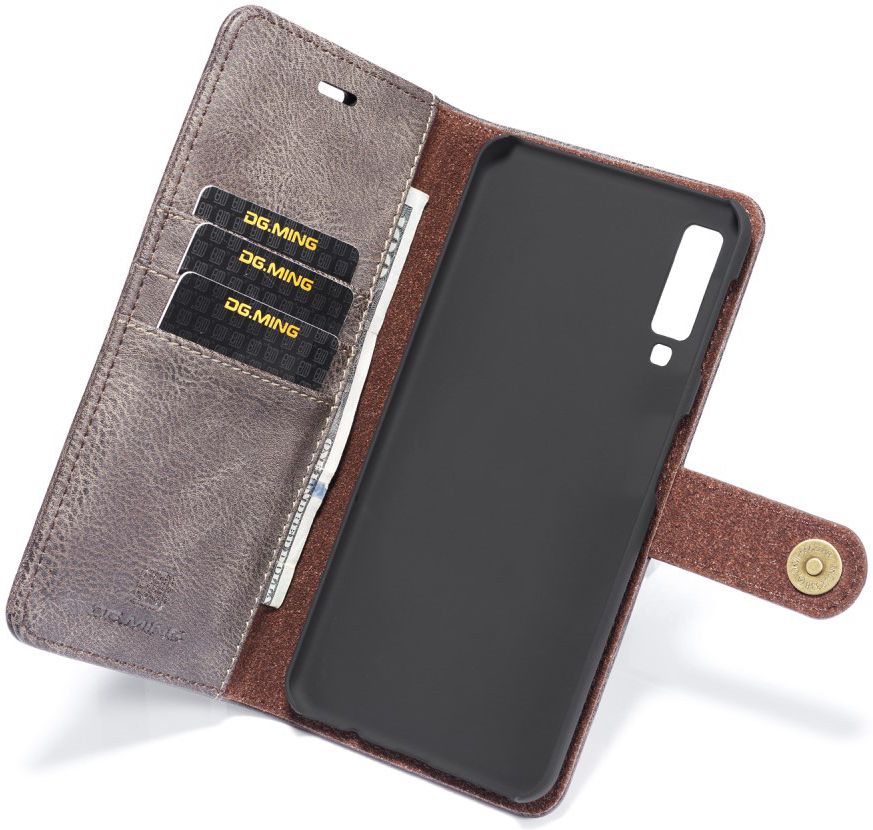 Samsung Galaxy A7 (2018) Leren 2-in-1 Bookcase en Back Cover Grijs afbeelding 4