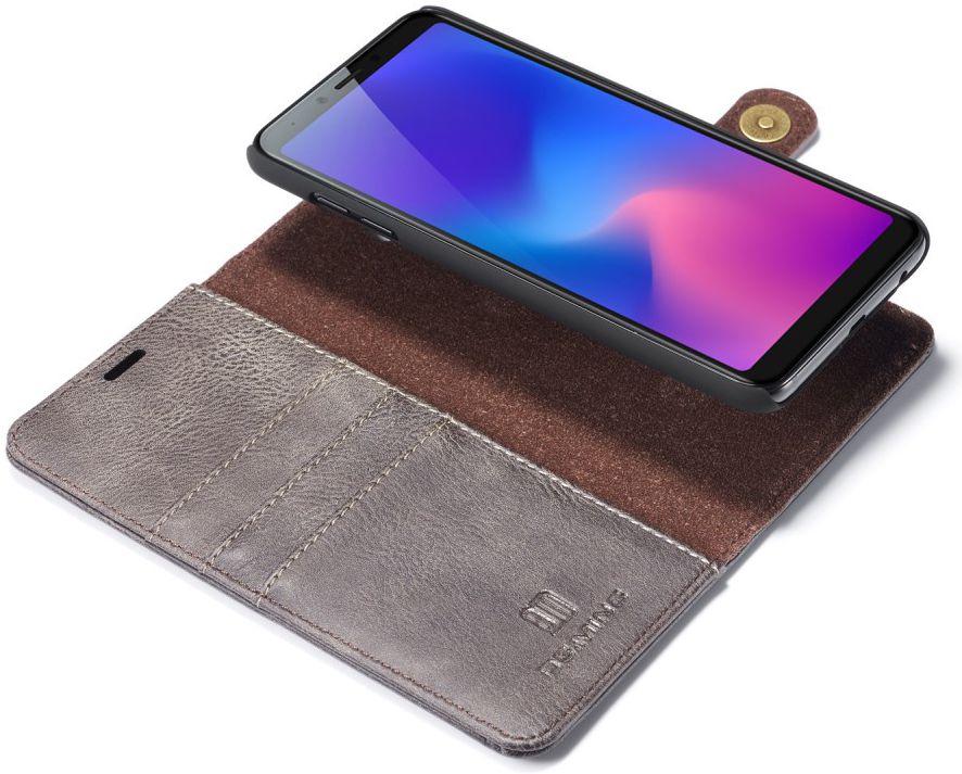 Samsung Galaxy A6 Plus Leren 2-in-1 Bookcase en Back Cover Grijs afbeelding 2