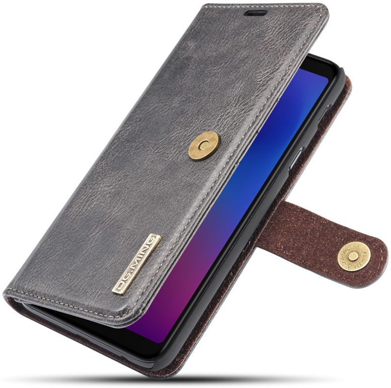 Samsung Galaxy A6 Plus Leren 2-in-1 Bookcase en Back Cover Grijs afbeelding 1