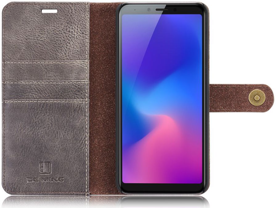 Samsung Galaxy A6 Plus Leren 2-in-1 Bookcase en Back Cover Grijs afbeelding 10