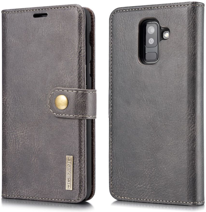 Samsung Galaxy A6 Plus Leren 2-in-1 Bookcase en Back Cover Grijs afbeelding 11