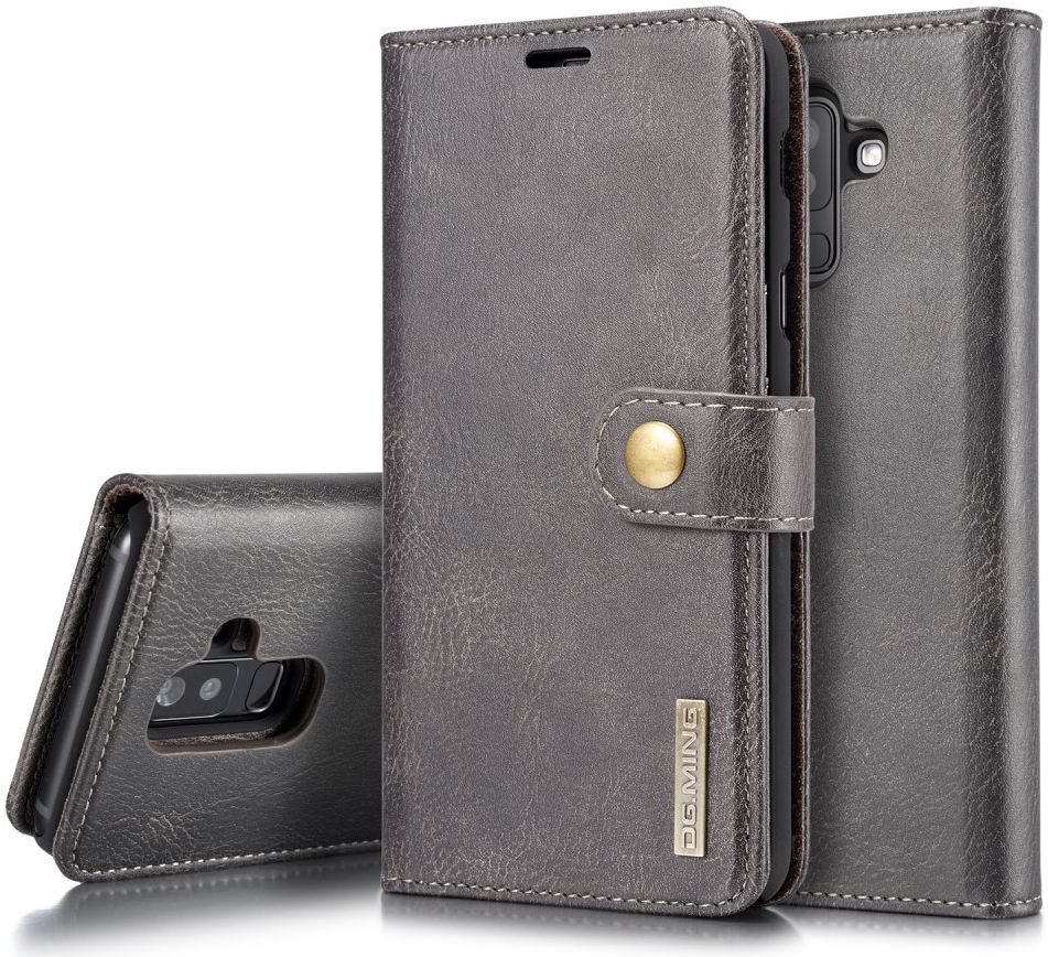 Samsung Galaxy A6 Plus Leren 2-in-1 Bookcase en Back Cover Grijs afbeelding 12