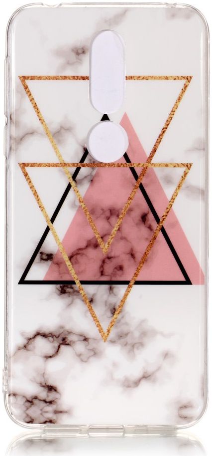 Nokia 7.1 Marmer Print TPU Hoesje Driehoeken afbeelding 1