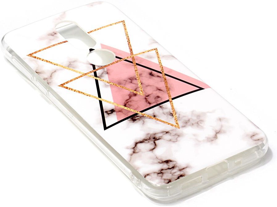 Nokia 7.1 Marmer Print TPU Hoesje Driehoeken afbeelding 3