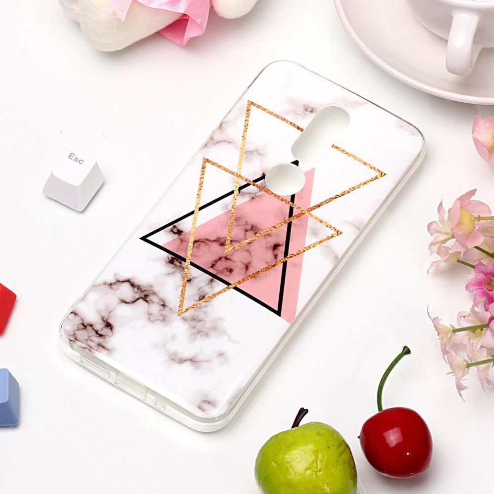 Nokia 7.1 Marmer Print TPU Hoesje Driehoeken afbeelding 4