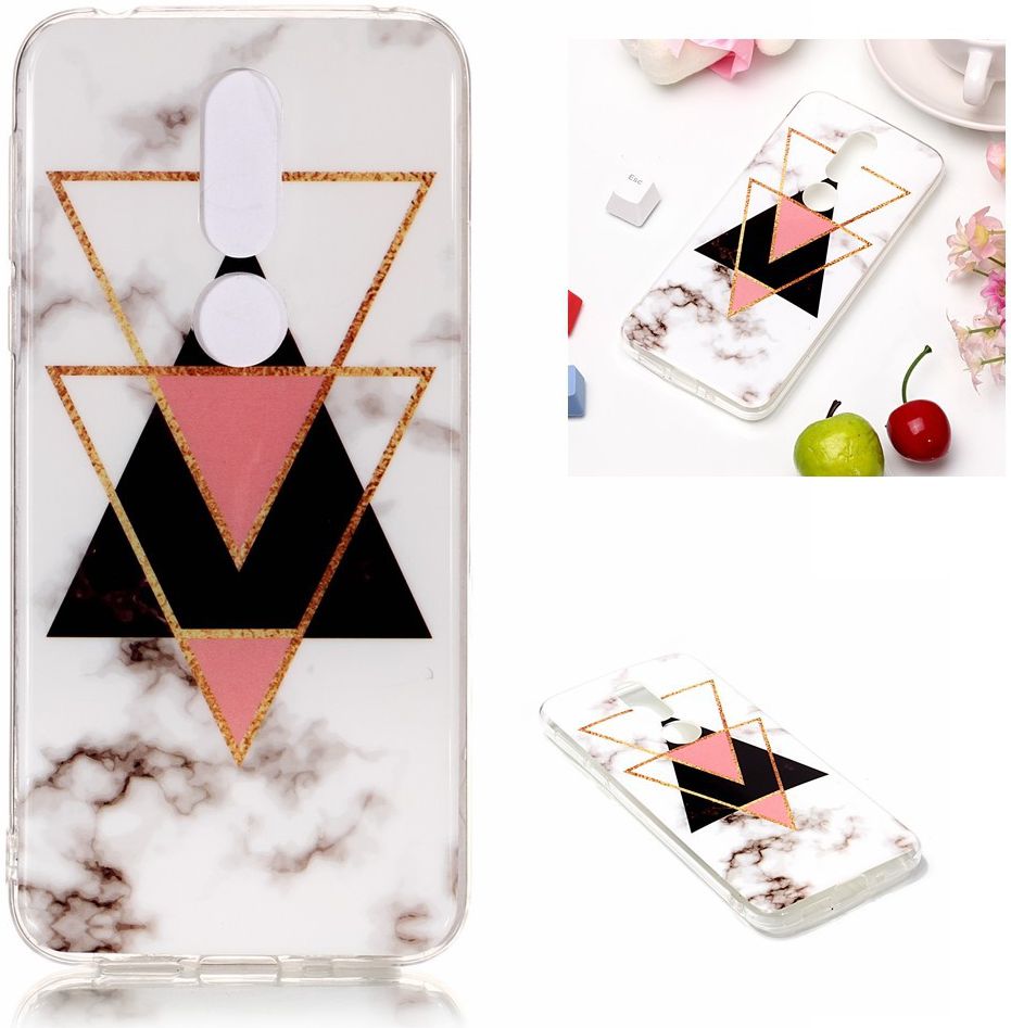 Nokia 7.1 Marmer Print TPU Hoesje Pyramide afbeelding 2