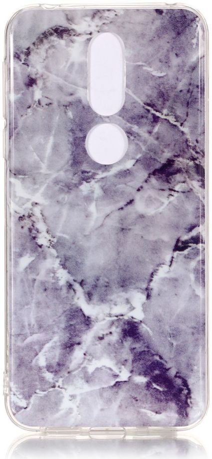 Nokia 7.1 Marmer Print TPU Hoesje Blauw afbeelding 1