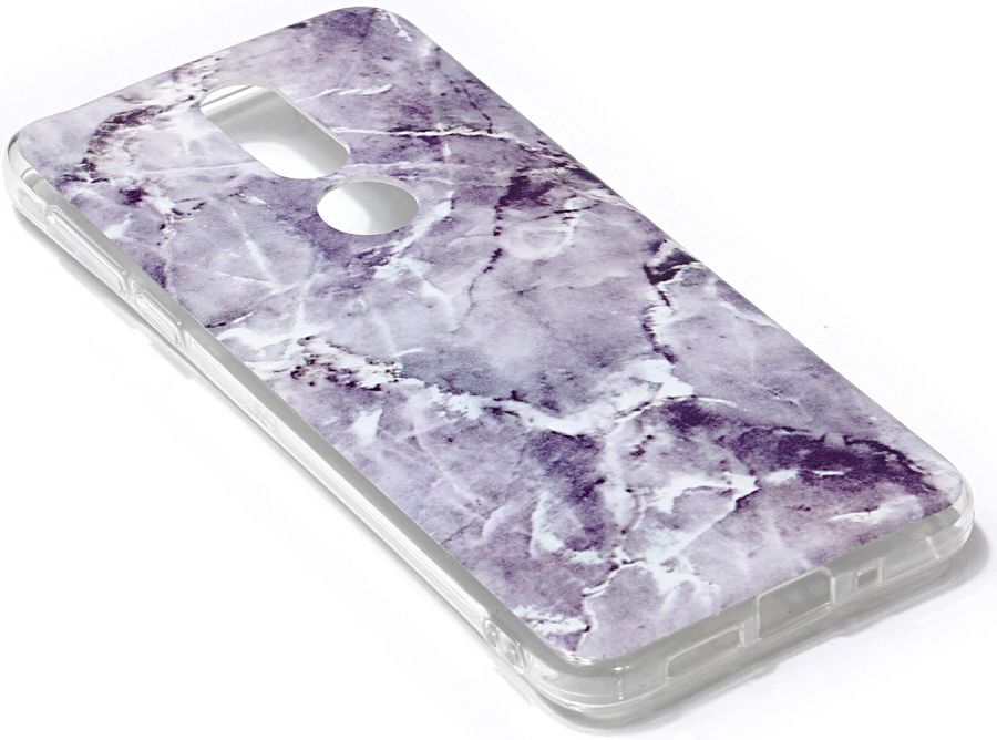 Nokia 7.1 Marmer Print TPU Hoesje Blauw afbeelding 3