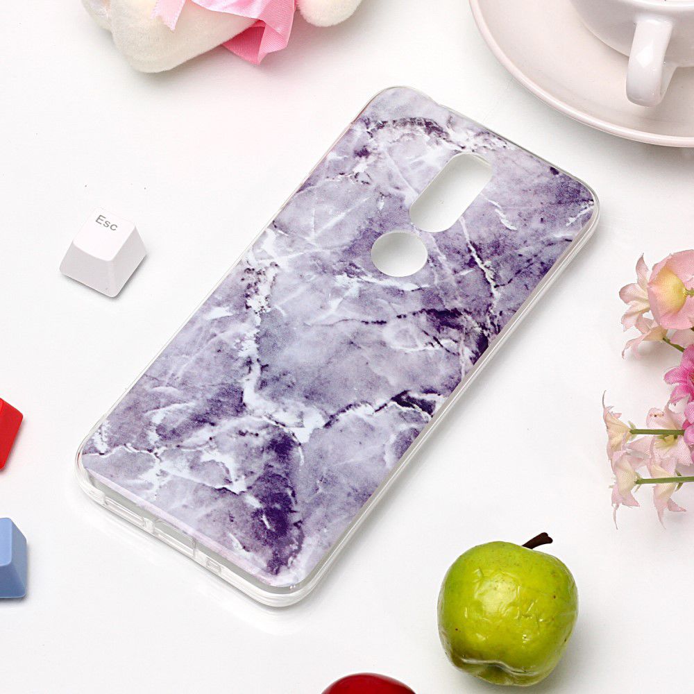 Nokia 7.1 Marmer Print TPU Hoesje Blauw afbeelding 4