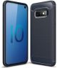 Samsung Galaxy S10E Geborsteld TPU Hoesje Blauw