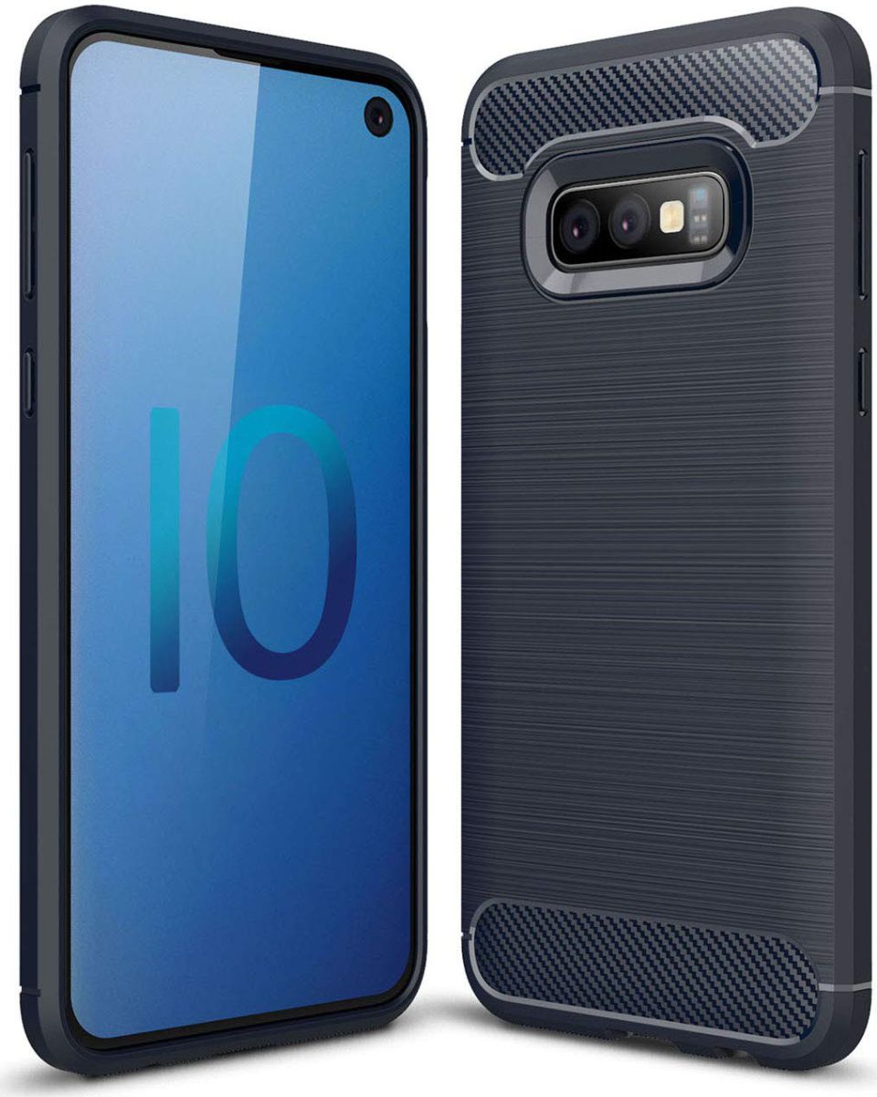 Samsung Galaxy S10E Geborsteld TPU Hoesje Blauw afbeelding 1