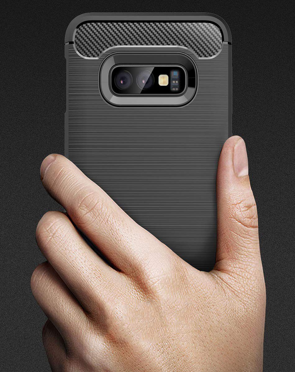 Samsung Galaxy S10E Geborsteld TPU Hoesje Blauw afbeelding 5