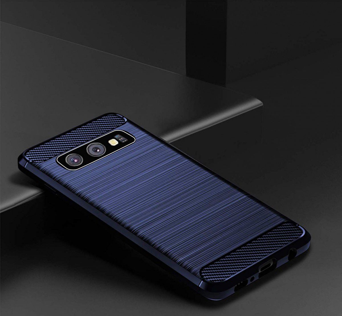 Samsung Galaxy S10E Geborsteld TPU Hoesje Blauw afbeelding 12