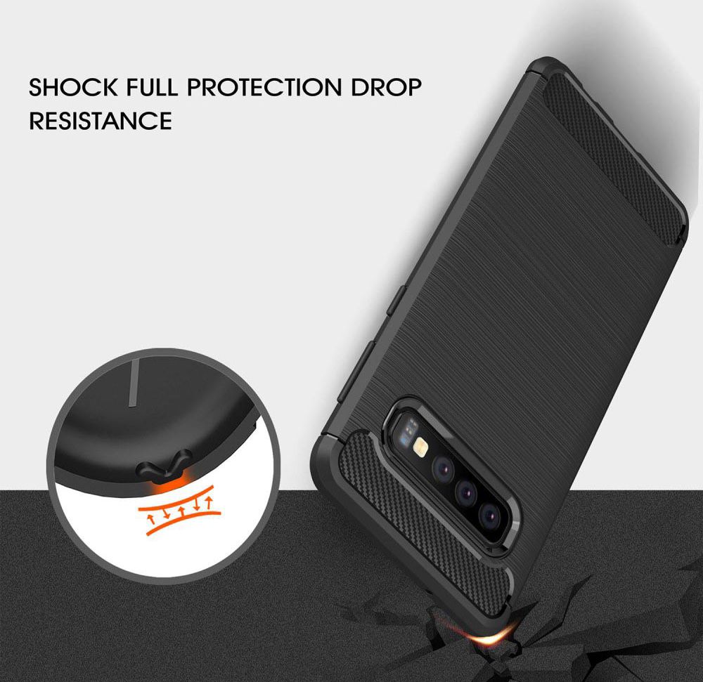 Samsung Galaxy S10 Geborsteld TPU Hoesje Zwart afbeelding 4