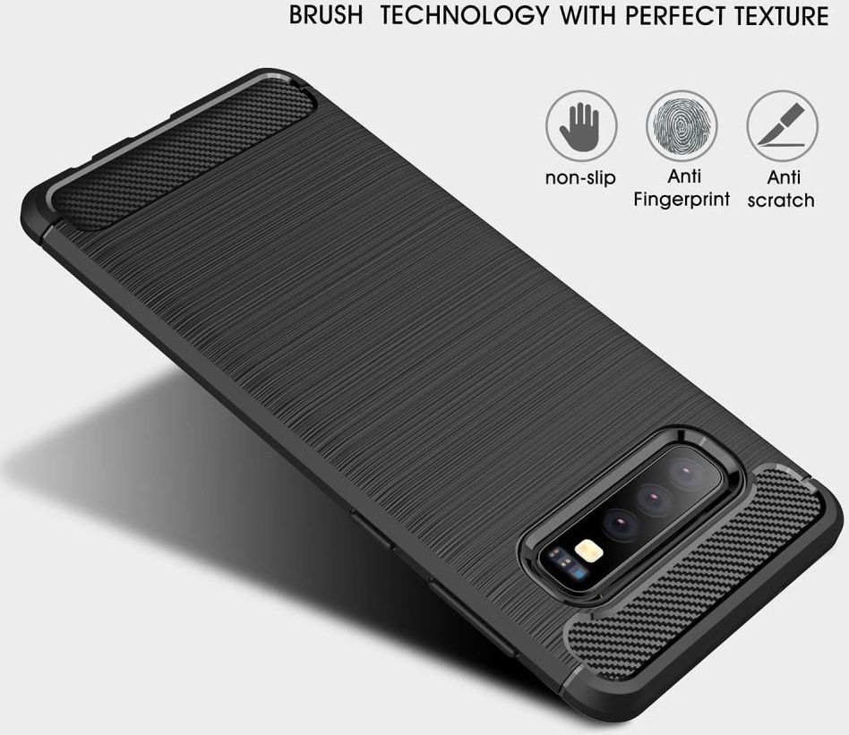 Samsung Galaxy S10 Geborsteld TPU Hoesje Zwart afbeelding 7