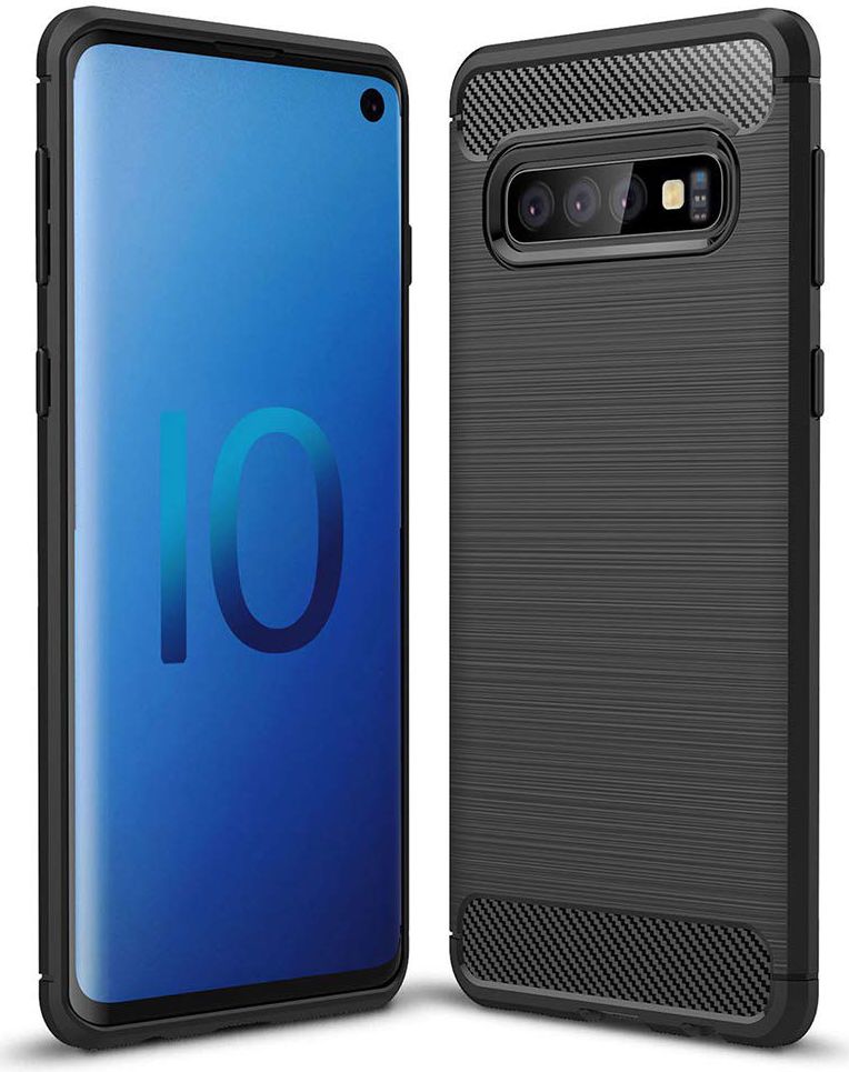 Samsung Galaxy S10 Geborsteld TPU Hoesje Zwart afbeelding 1