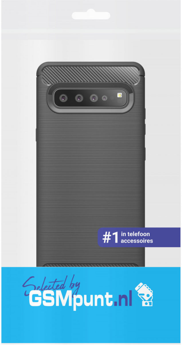 Samsung Galaxy S10 Geborsteld TPU Hoesje Zwart afbeelding 2