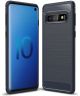 Samsung Galaxy S10 Geborsteld TPU Hoesje Blauw
