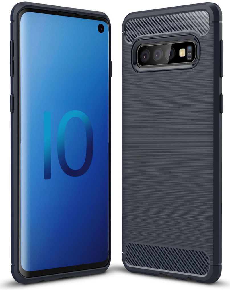 Samsung Galaxy S10 Geborsteld TPU Hoesje Blauw afbeelding 1