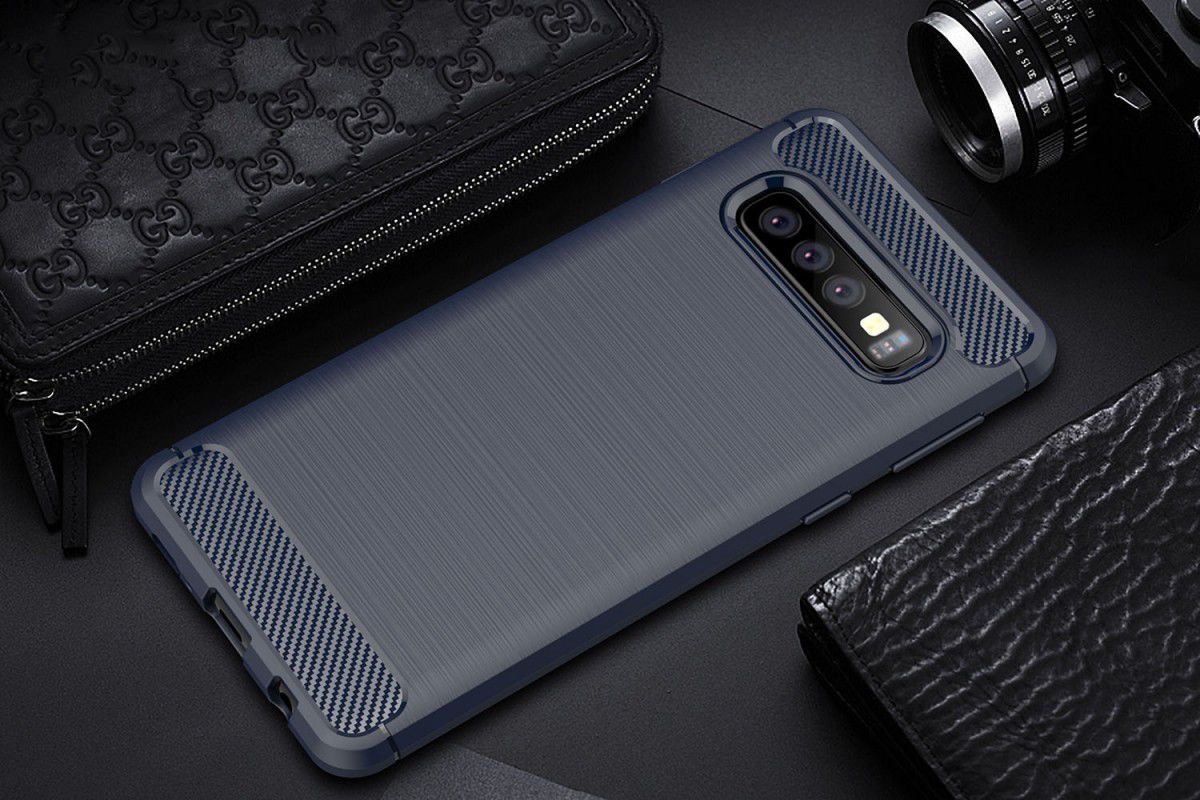 Samsung Galaxy S10 Geborsteld TPU Hoesje Blauw afbeelding 2