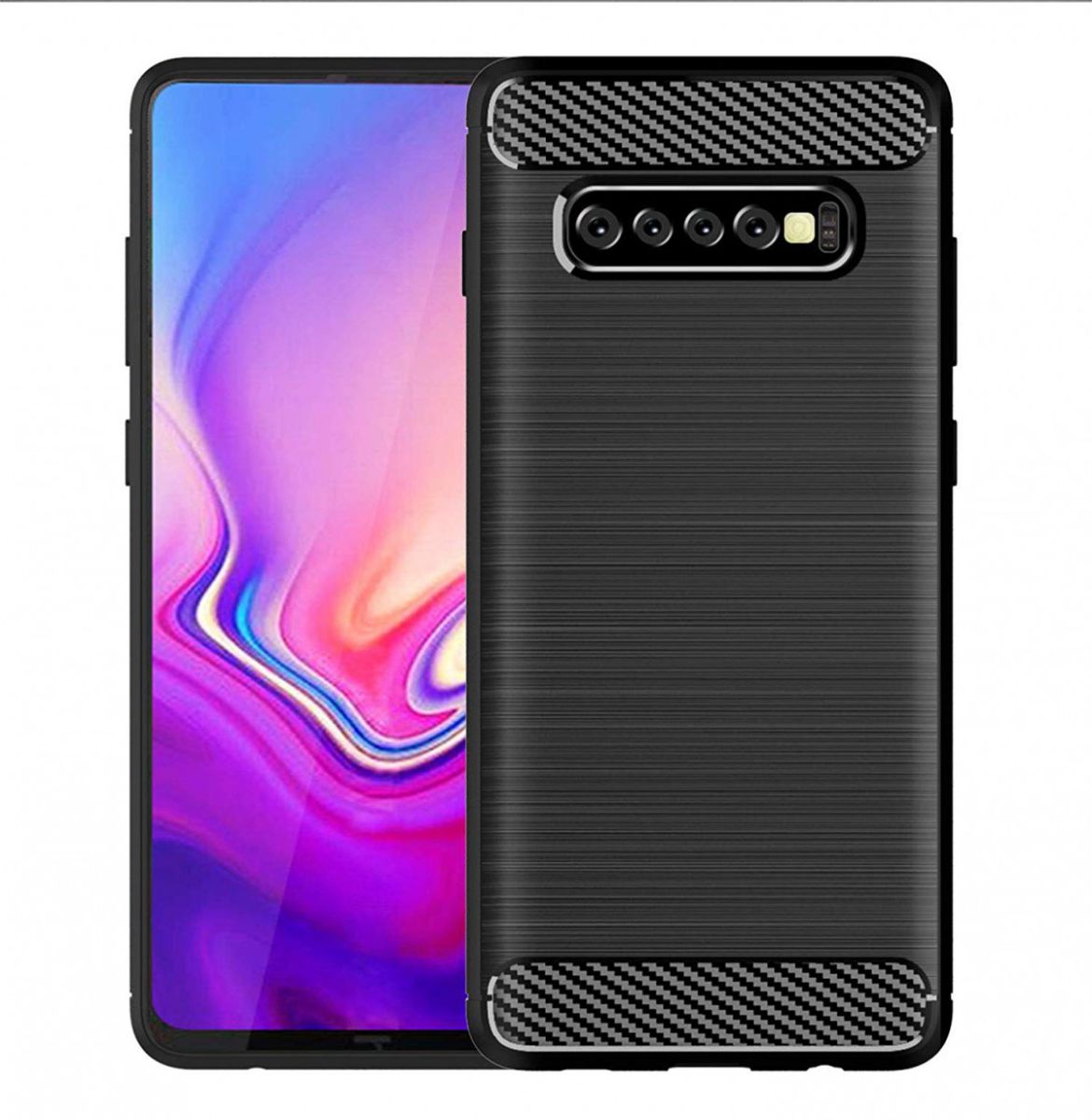 Samsung Galaxy S10 Plus Geborsteld TPU Hoesje Zwart afbeelding 2