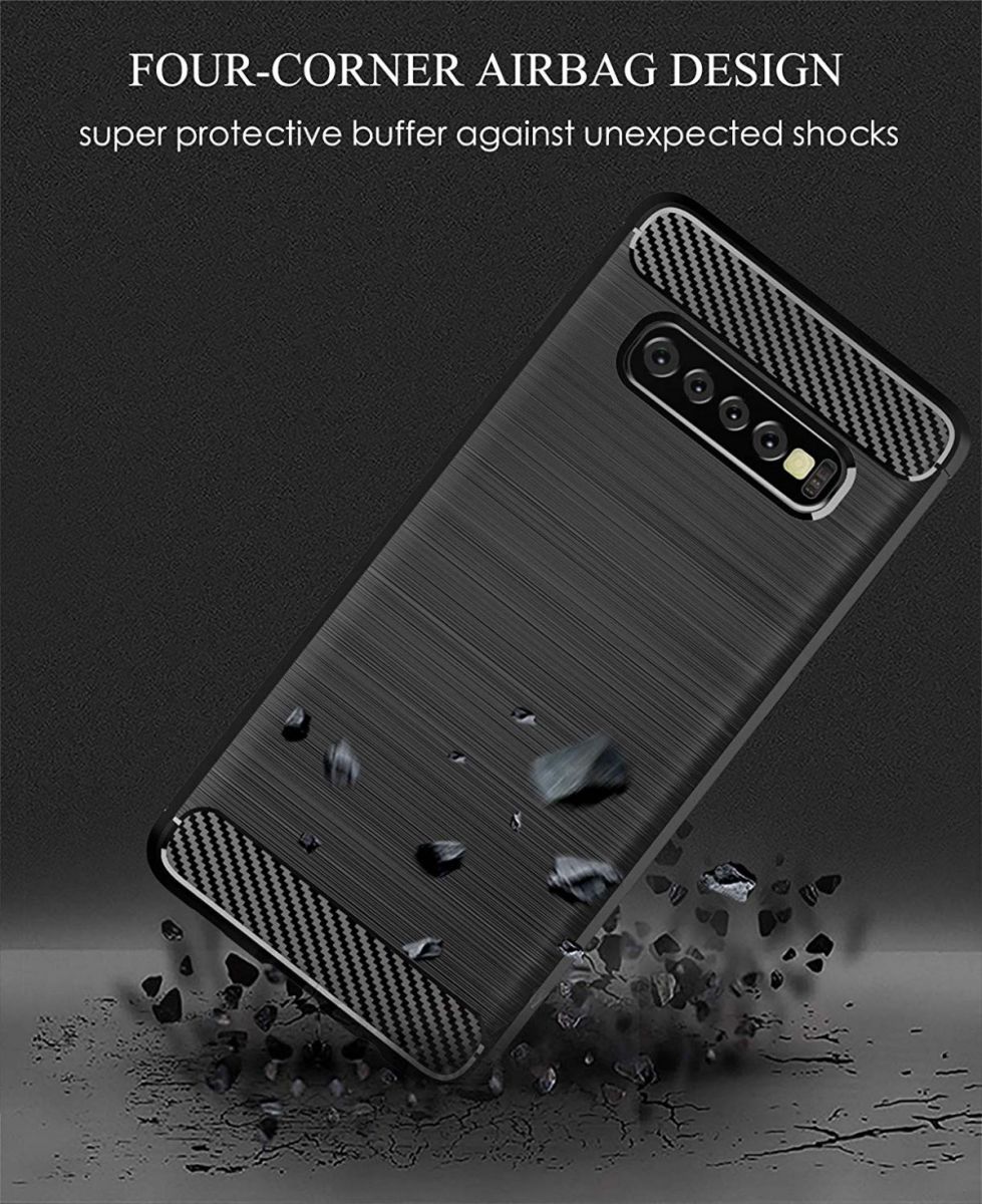 Samsung Galaxy S10 Plus Geborsteld TPU Hoesje Zwart afbeelding 6