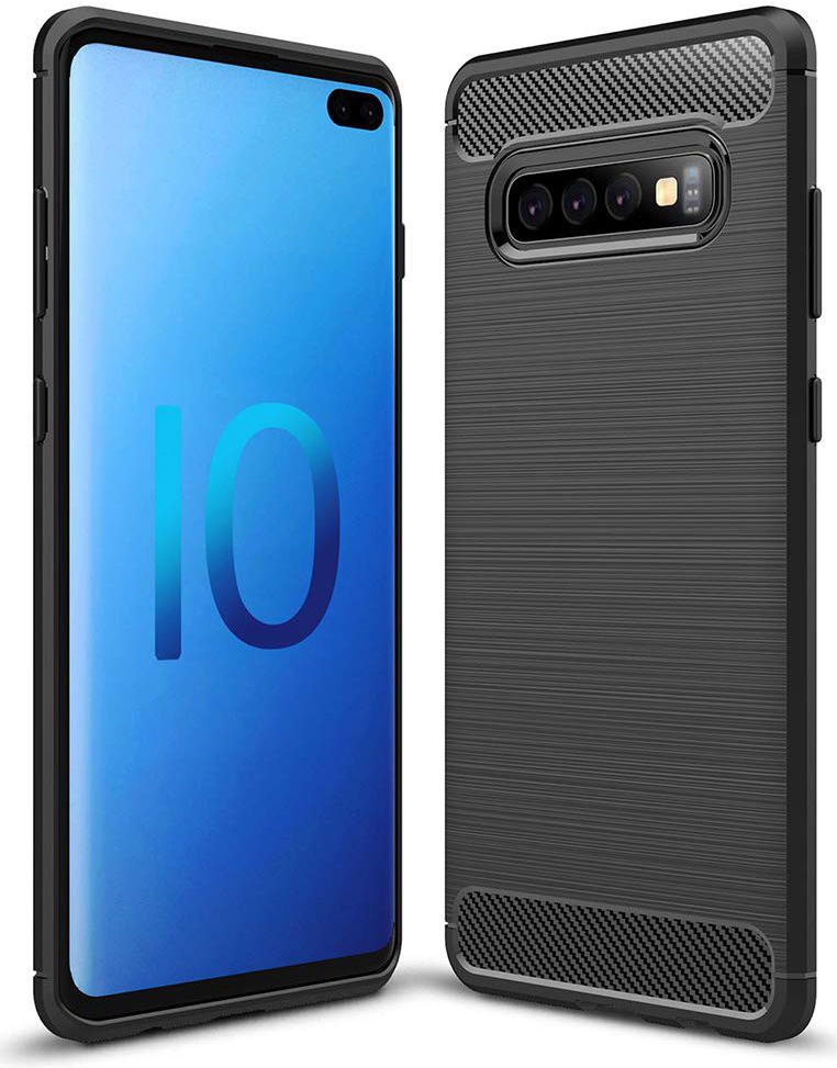 Samsung Galaxy S10 Plus Geborsteld TPU Hoesje Zwart afbeelding 1
