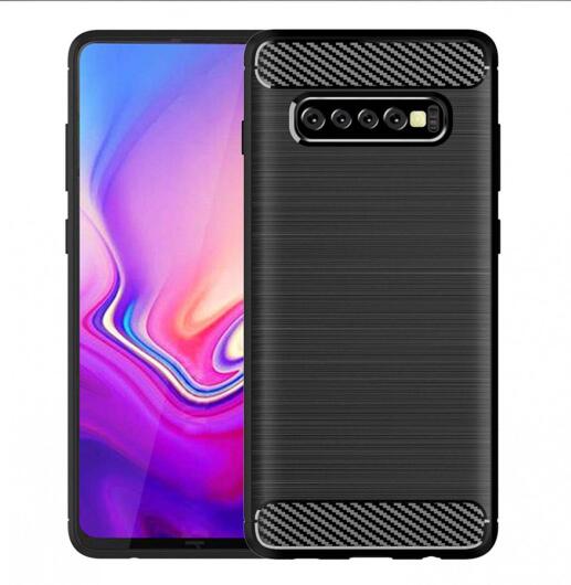Samsung Galaxy S10 Plus Geborsteld TPU Hoesje Zwart afbeelding 2