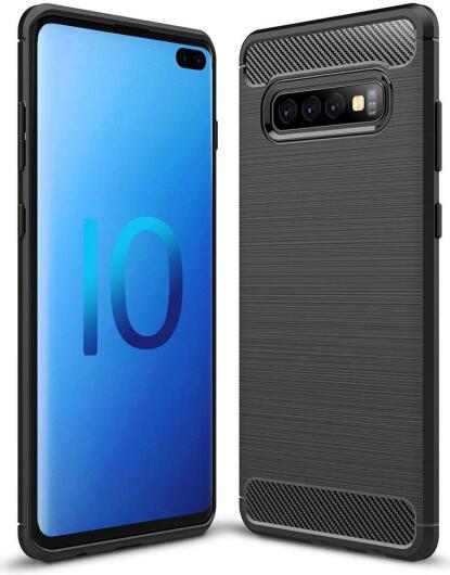 Samsung Galaxy S10 Plus Geborsteld TPU Hoesje Zwart afbeelding 1