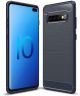 Samsung Galaxy S10 Plus Geborsteld TPU Hoesje Blauw