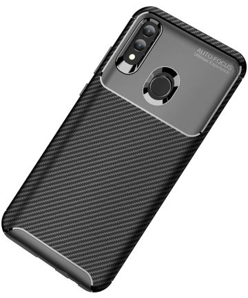 Huawei P Smart (2019) Siliconen Carbon Hoesje Zwart Hoesjes