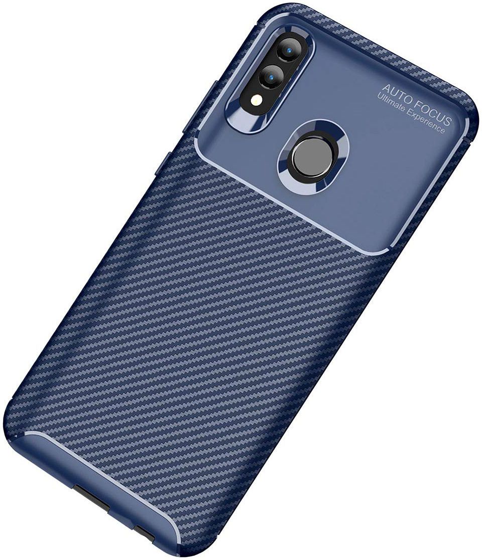 Huawei P Smart (2019) Siliconen Carbon Hoesje Blauw afbeelding 1