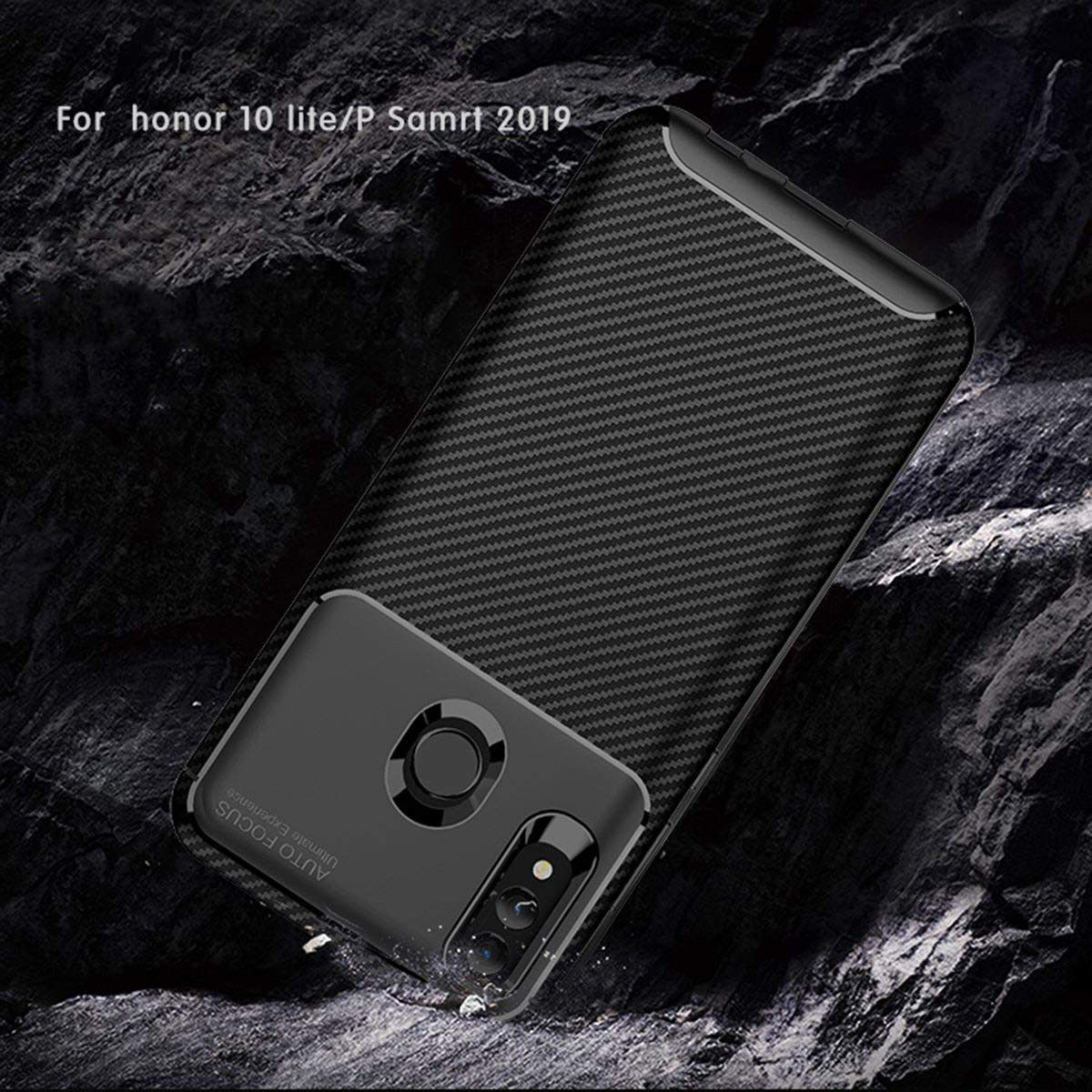 Huawei P Smart (2019) Siliconen Carbon Hoesje Blauw afbeelding 2