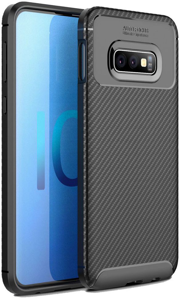 Samsung Galaxy S10E Siliconen Carbon Hoesje Zwart afbeelding 1