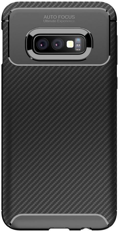 Samsung Galaxy S10E Siliconen Carbon Hoesje Zwart afbeelding 2