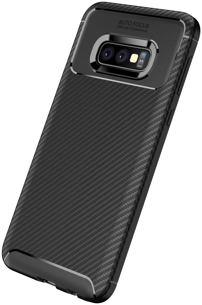 Samsung Galaxy S10E Siliconen Carbon Hoesje Zwart afbeelding 4