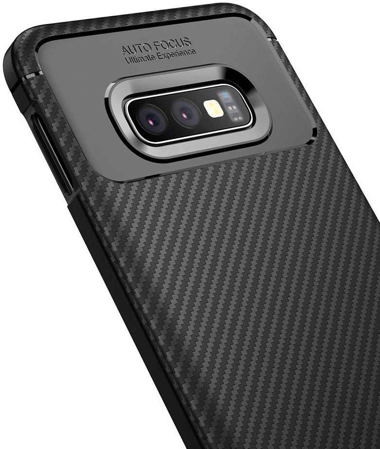 Samsung Galaxy S10E Siliconen Carbon Hoesje Zwart afbeelding 5