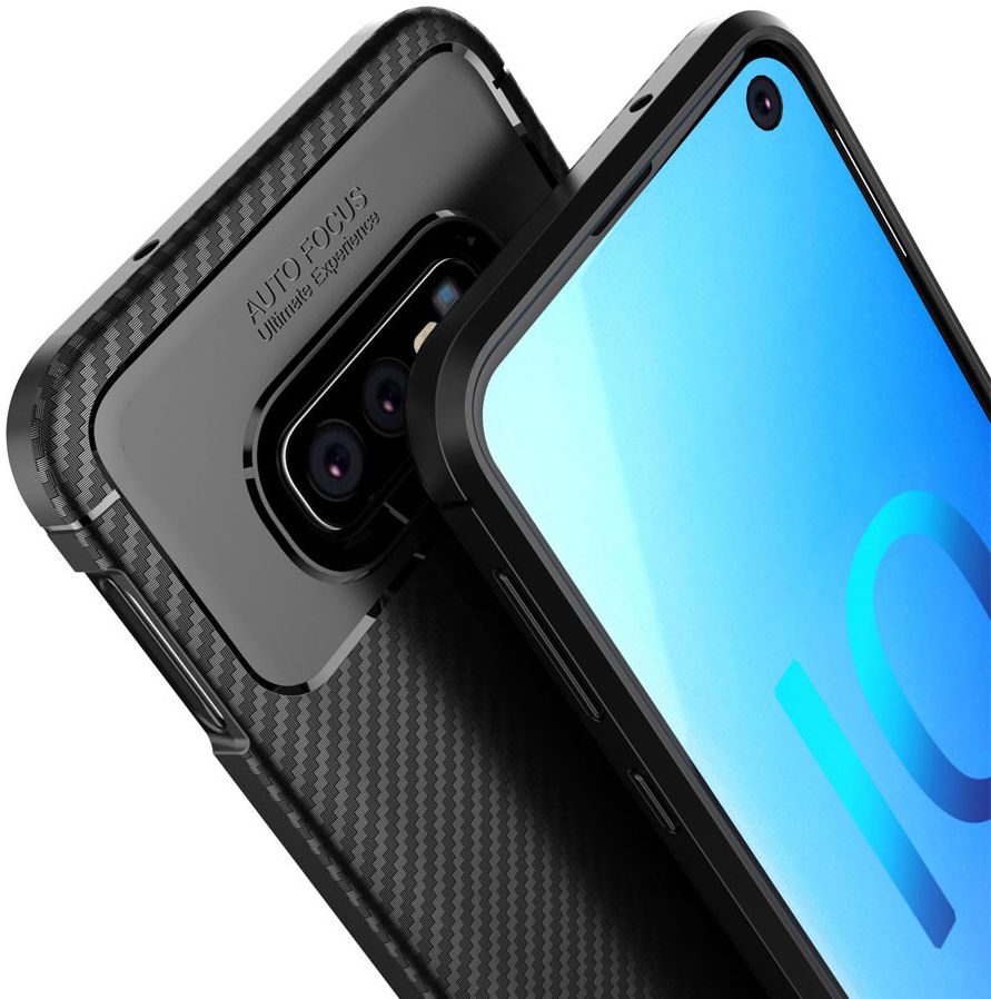 Samsung Galaxy S10E Siliconen Carbon Hoesje Zwart afbeelding 6