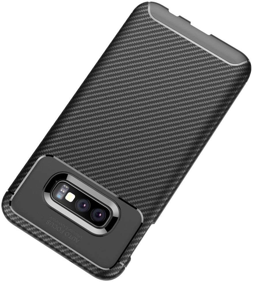 Samsung Galaxy S10E Siliconen Carbon Hoesje Zwart afbeelding 7