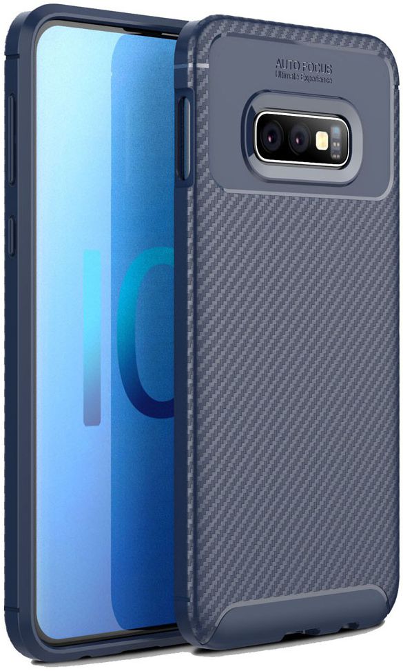 Samsung Galaxy S10E Siliconen Carbon Hoesje Blauw afbeelding 1