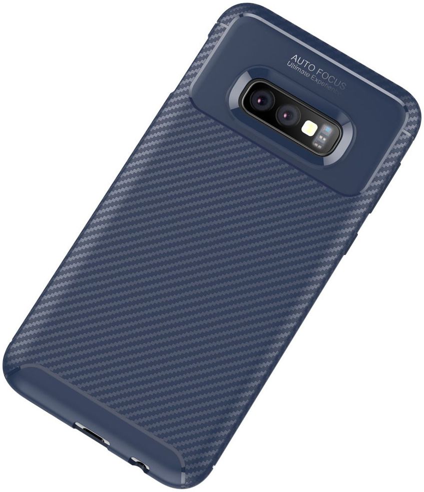 Samsung Galaxy S10E Siliconen Carbon Hoesje Blauw afbeelding 2