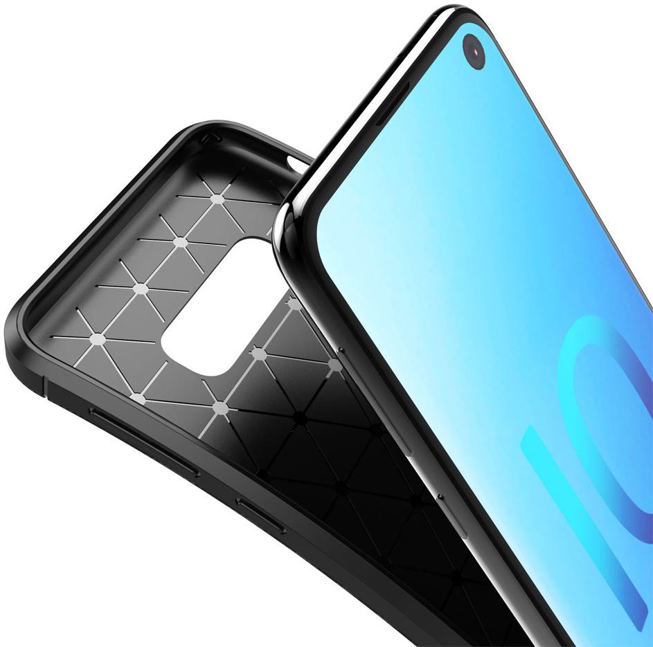 Samsung Galaxy S10E Siliconen Carbon Hoesje Blauw afbeelding 4