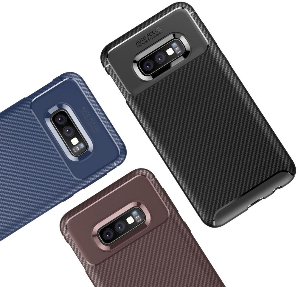 Samsung Galaxy S10E Siliconen Carbon Hoesje Blauw afbeelding 6