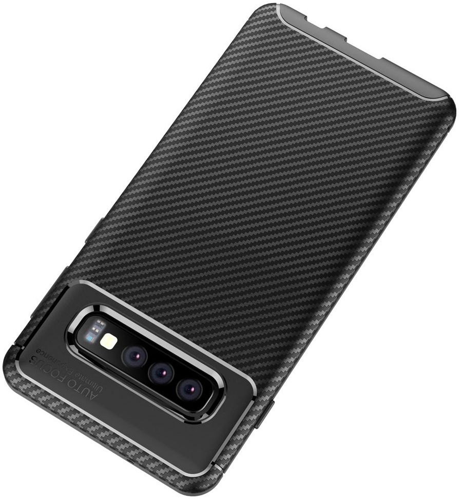 Samsung Galaxy S10 Siliconen Carbon Hoesje Zwart afbeelding 8