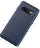 Samsung Galaxy S10 Siliconen Carbon Hoesje Blauw